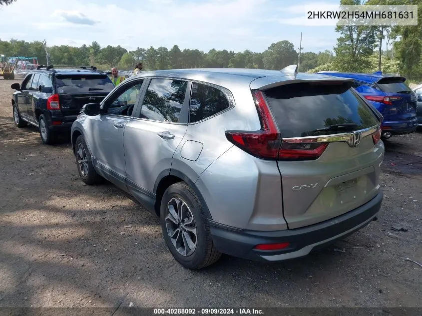 2021 Honda Cr-V Awd Ex VIN: 2HKRW2H54MH681631 Lot: 40288092