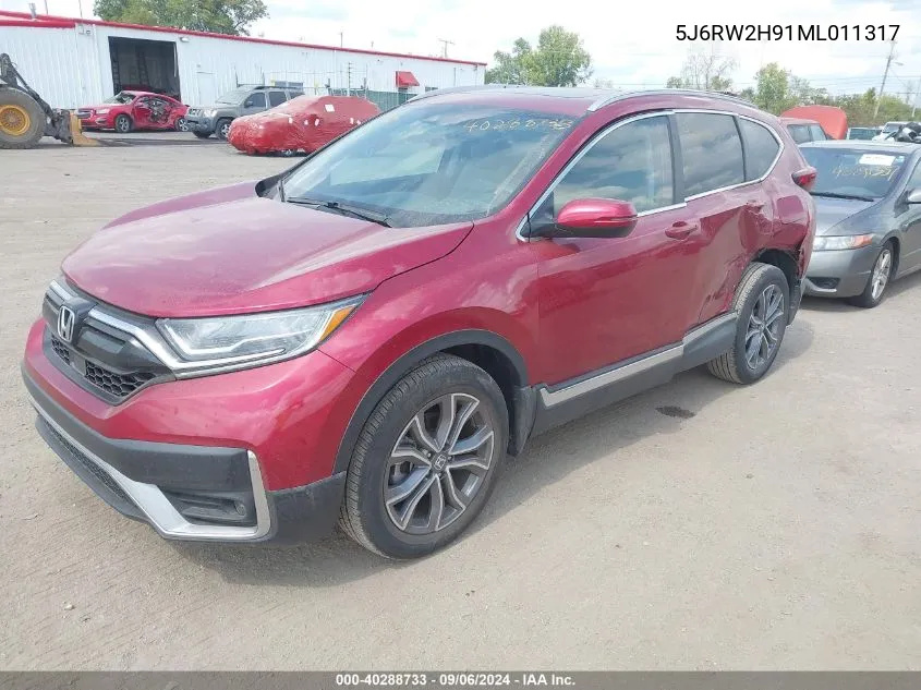 2021 Honda Cr-V Awd Touring VIN: 5J6RW2H91ML011317 Lot: 40288733