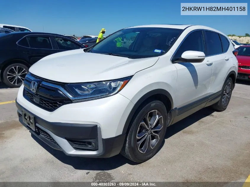 2021 Honda Cr-V 2Wd Ex-L VIN: 2HKRW1H82MH401158 Lot: 40303263