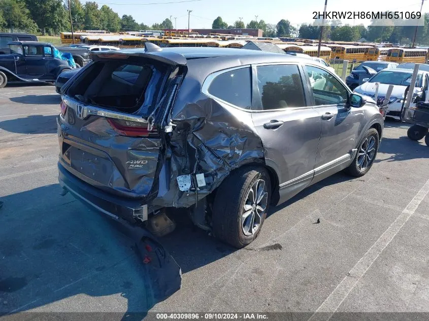 2021 Honda Cr-V Exl VIN: 2HKRW2H86MH651069 Lot: 40309896