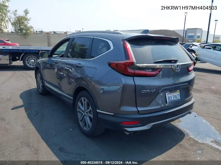 2021 Honda Cr-V 2Wd Touring VIN: 2HKRW1H97MH404503 Lot: 40334015