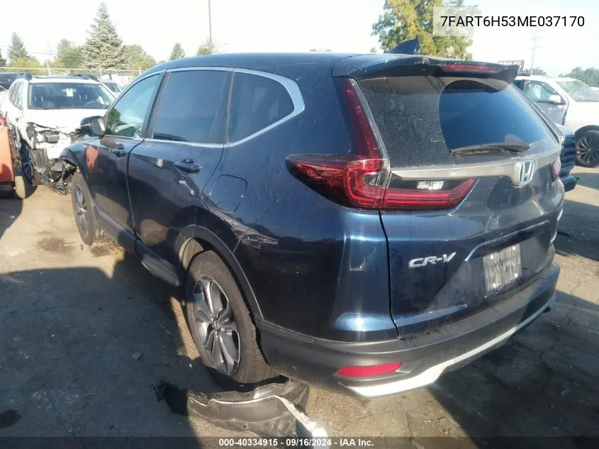 2021 Honda Cr-V Hybrid Ex VIN: 7FART6H53ME037170 Lot: 40334915