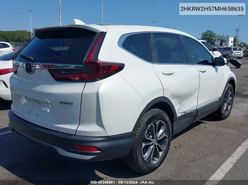 2021 Honda Cr-V Awd Ex VIN: 2HKRW2H57MH658635 Lot: 40348661