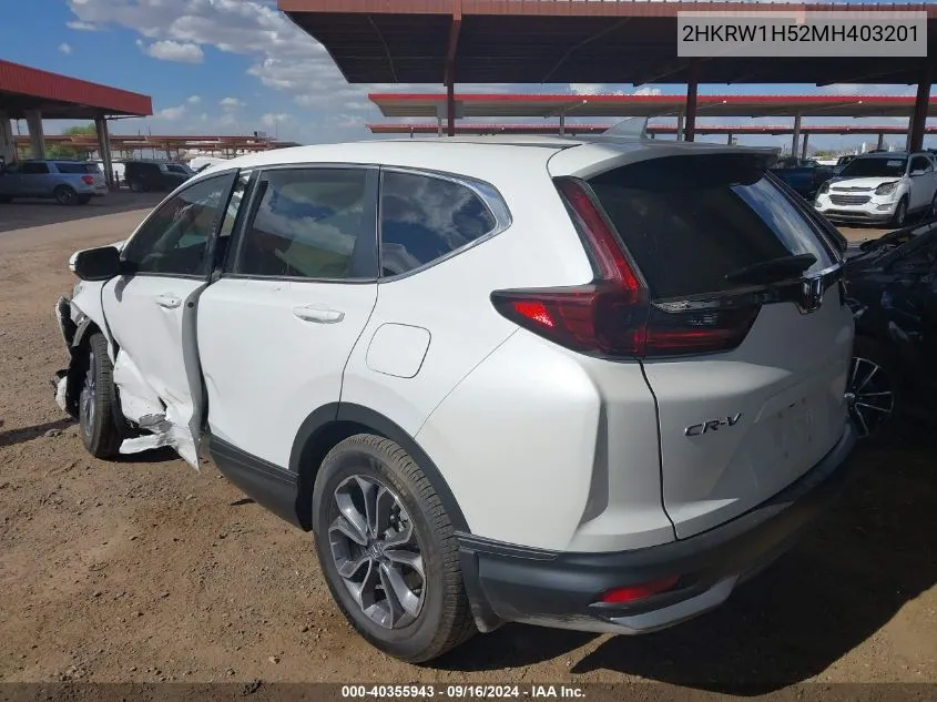 2021 Honda Cr-V Ex VIN: 2HKRW1H52MH403201 Lot: 40355943