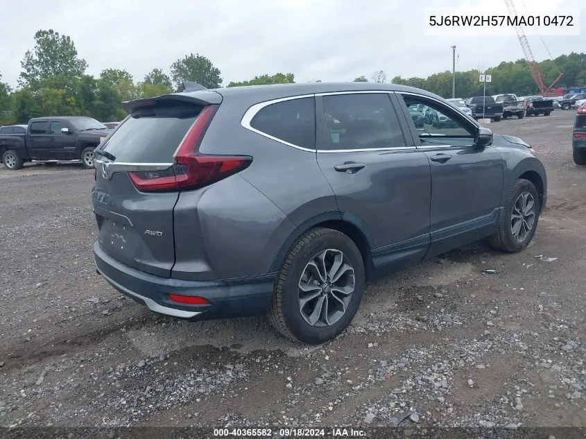 2021 Honda Cr-V Awd Ex VIN: 5J6RW2H57MA010472 Lot: 40365582