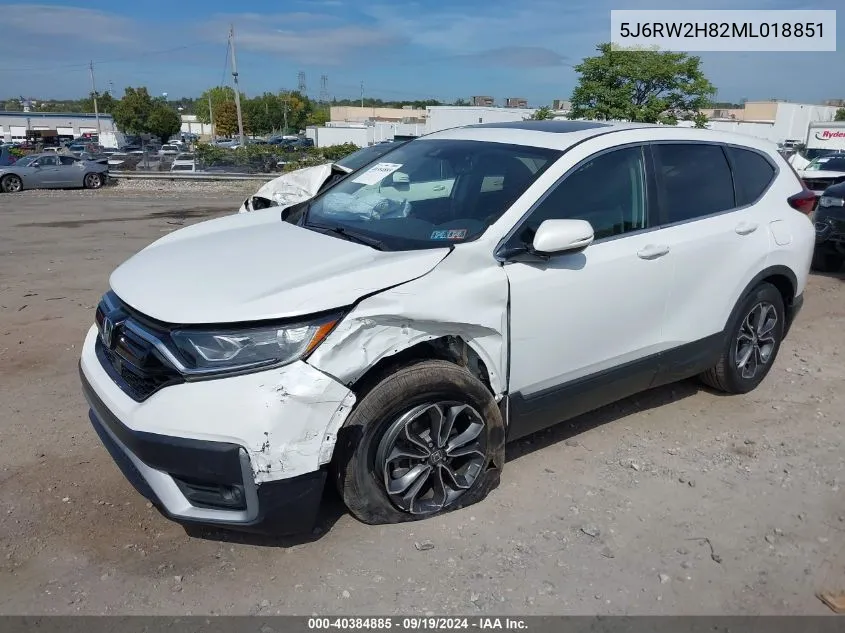 2021 Honda Cr-V Awd Ex-L VIN: 5J6RW2H82ML018851 Lot: 40384885