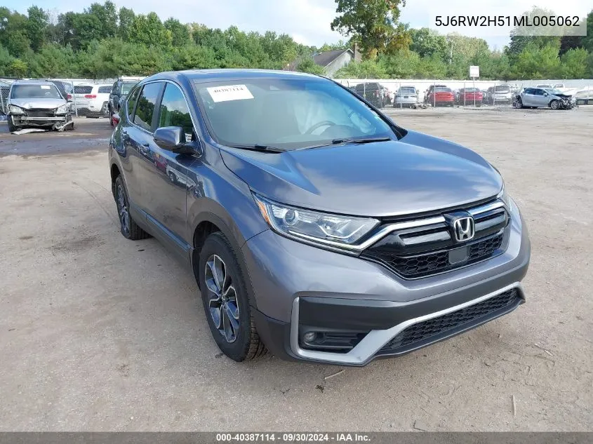 2021 Honda Cr-V Awd Ex VIN: 5J6RW2H51ML005062 Lot: 40387114