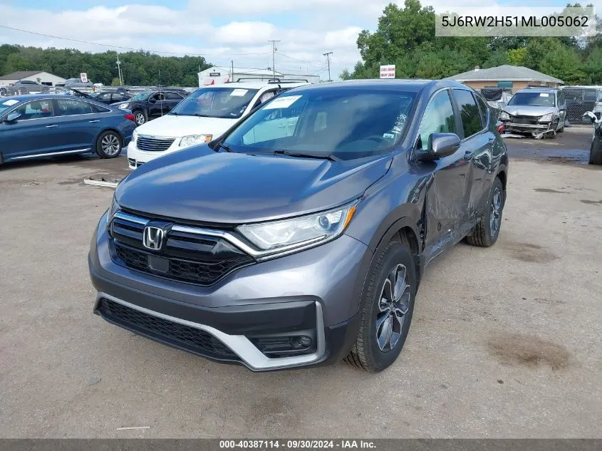 2021 Honda Cr-V Awd Ex VIN: 5J6RW2H51ML005062 Lot: 40387114