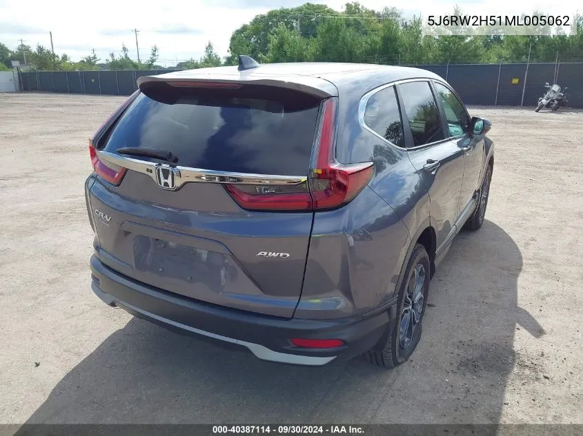 2021 Honda Cr-V Awd Ex VIN: 5J6RW2H51ML005062 Lot: 40387114