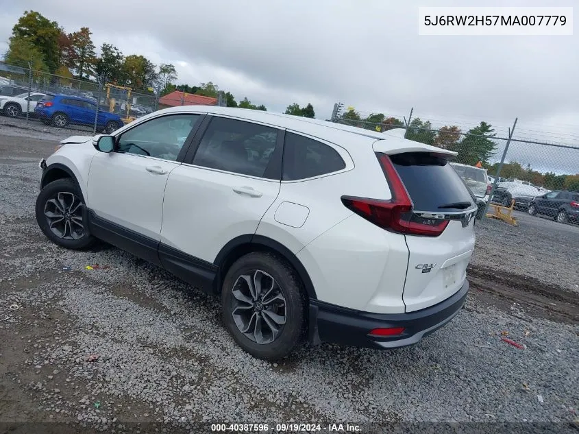 2021 Honda Cr-V Awd Ex VIN: 5J6RW2H57MA007779 Lot: 40387596