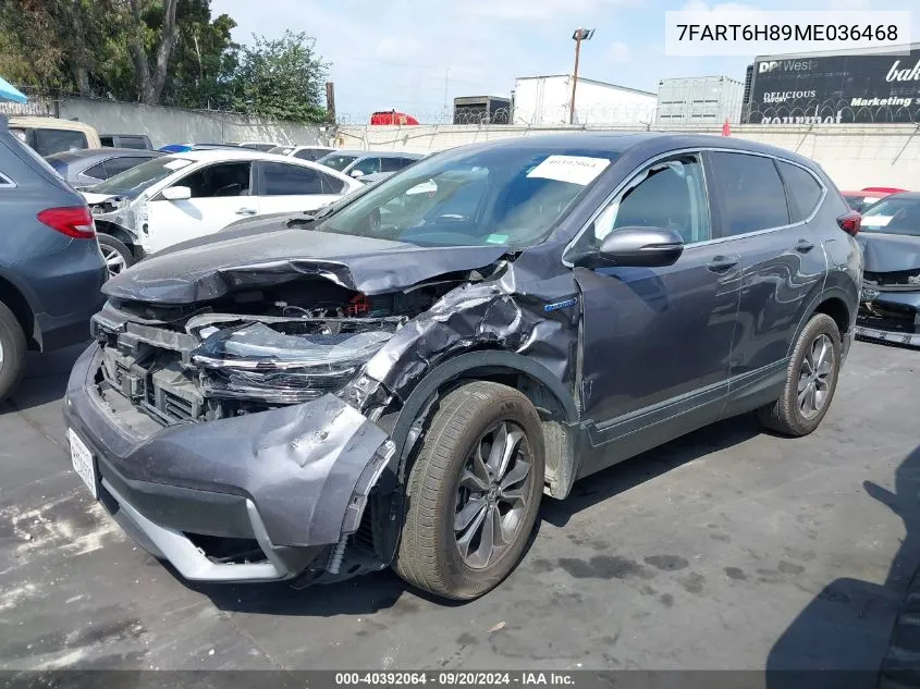 2021 Honda Cr-V Hybrid Ex-L VIN: 7FART6H89ME036468 Lot: 40392064