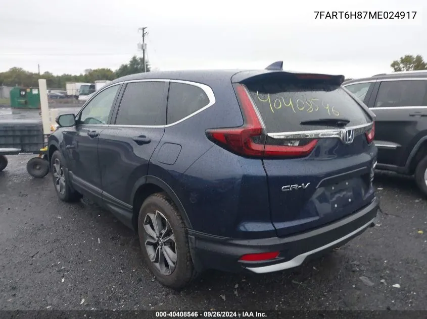 2021 Honda Cr-V Exl VIN: 7FART6H87ME024917 Lot: 40408546