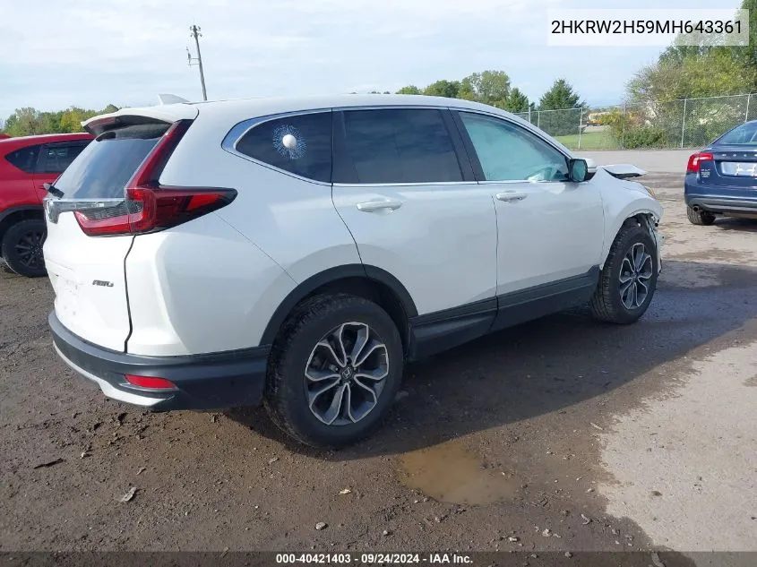 2021 Honda Cr-V Awd Ex VIN: 2HKRW2H59MH643361 Lot: 40421403