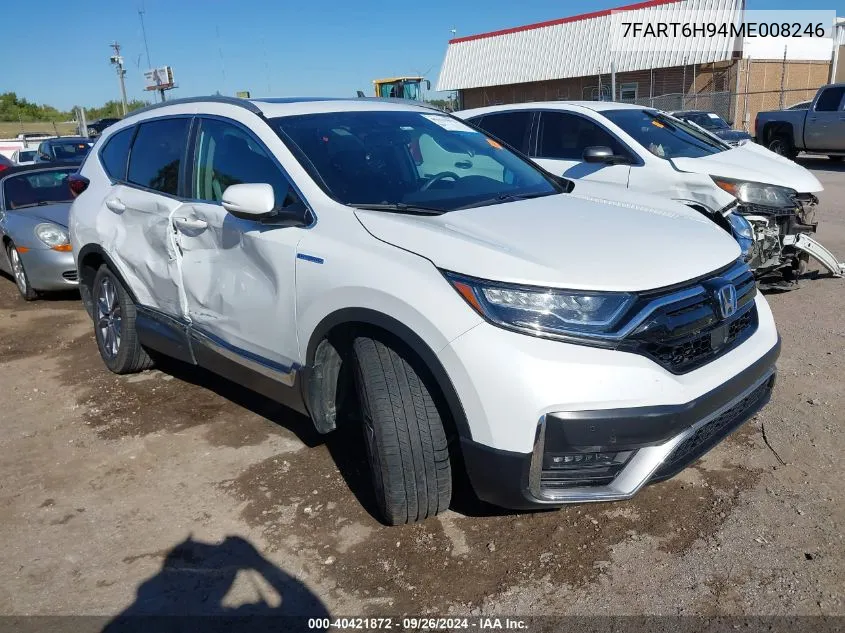 2021 Honda Cr-V Hybrid Touring VIN: 7FART6H94ME008246 Lot: 40421872