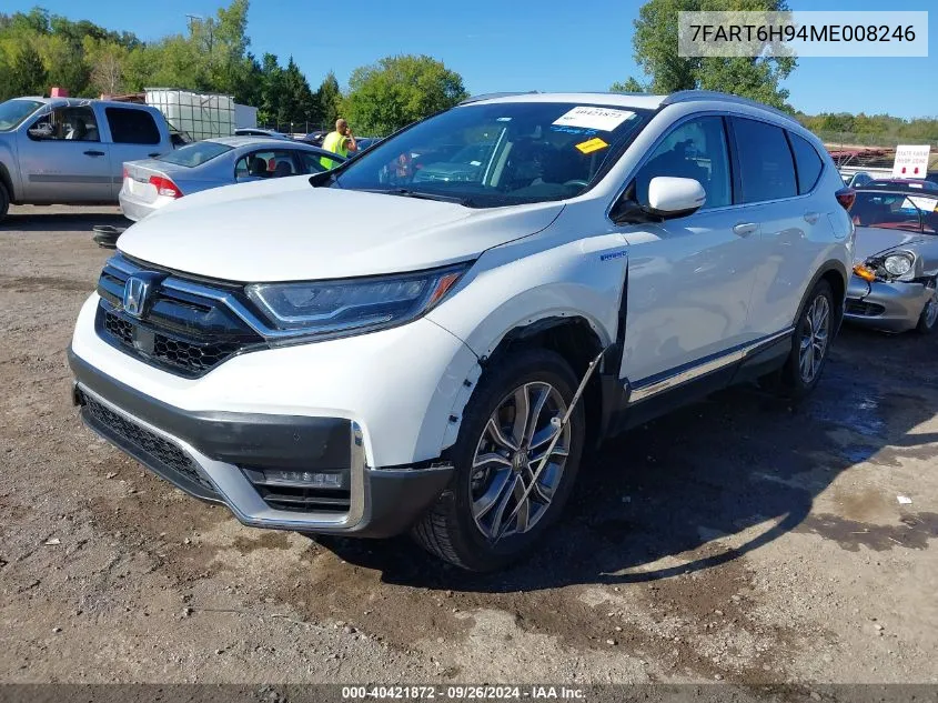 2021 Honda Cr-V Hybrid Touring VIN: 7FART6H94ME008246 Lot: 40421872