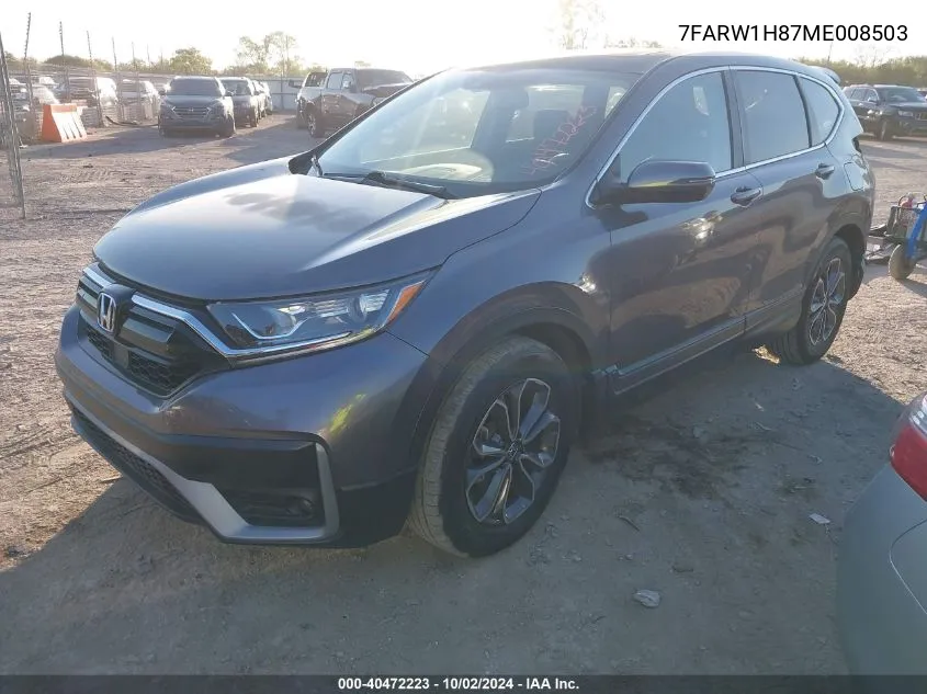 2021 Honda Cr-V 2Wd Ex-L VIN: 7FARW1H87ME008503 Lot: 40472223