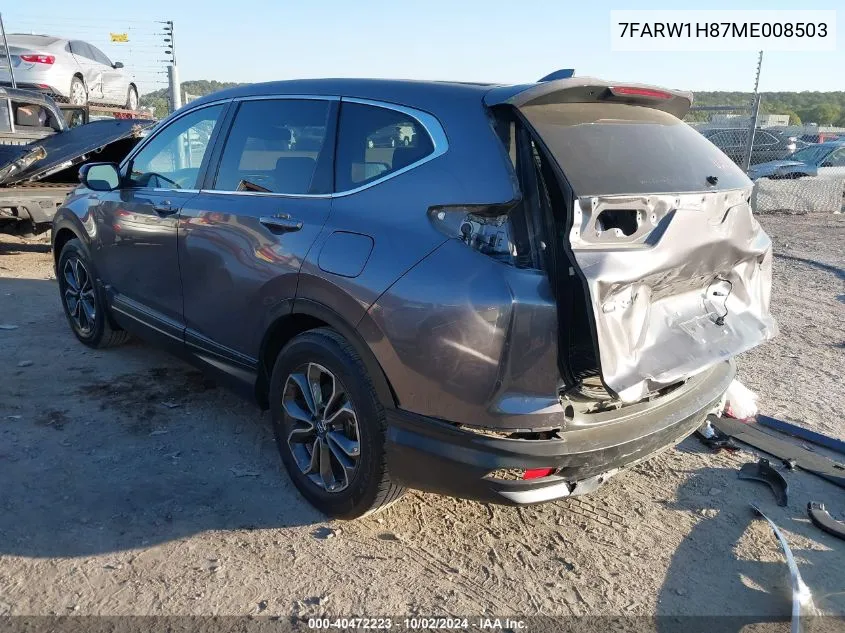 2021 Honda Cr-V 2Wd Ex-L VIN: 7FARW1H87ME008503 Lot: 40472223