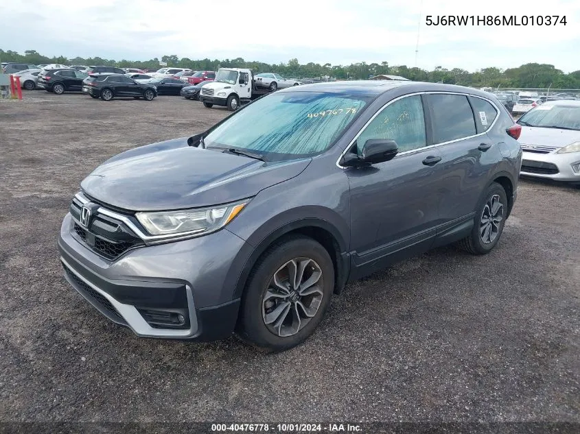 2021 Honda Cr-V Exl VIN: 5J6RW1H86ML010374 Lot: 40476778