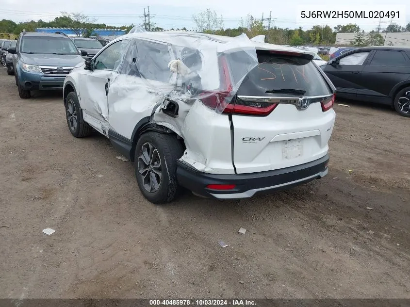 2021 Honda Cr-V Awd Ex VIN: 5J6RW2H50ML020491 Lot: 40485978