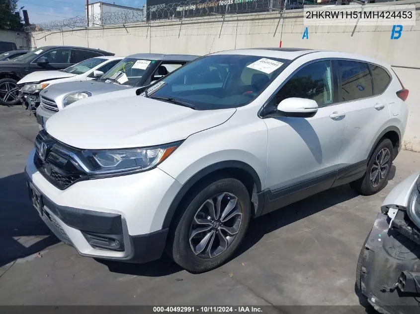 2021 Honda Cr-V 2Wd Ex VIN: 2HKRW1H51MH424453 Lot: 40492991