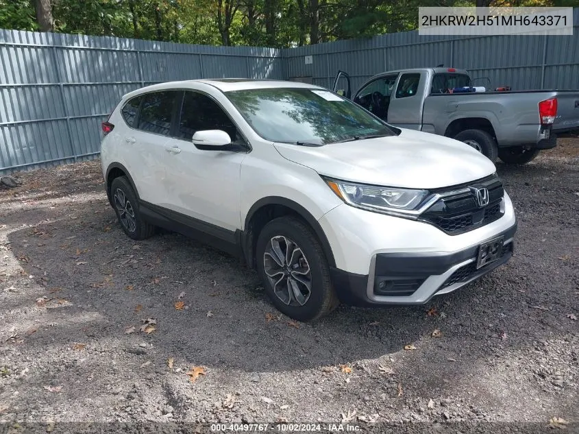 2021 Honda Cr-V Awd Ex VIN: 2HKRW2H51MH643371 Lot: 40497767