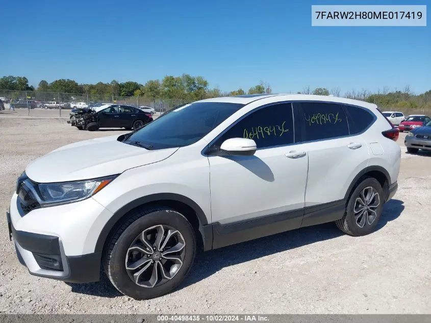 2021 Honda Cr-V Awd Ex-L VIN: 7FARW2H80ME017419 Lot: 40498435