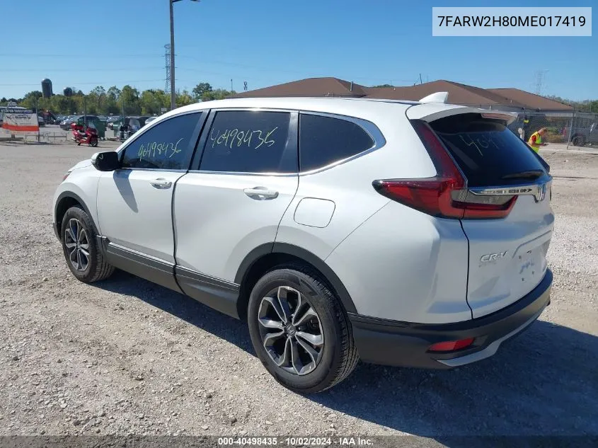 2021 Honda Cr-V Awd Ex-L VIN: 7FARW2H80ME017419 Lot: 40498435