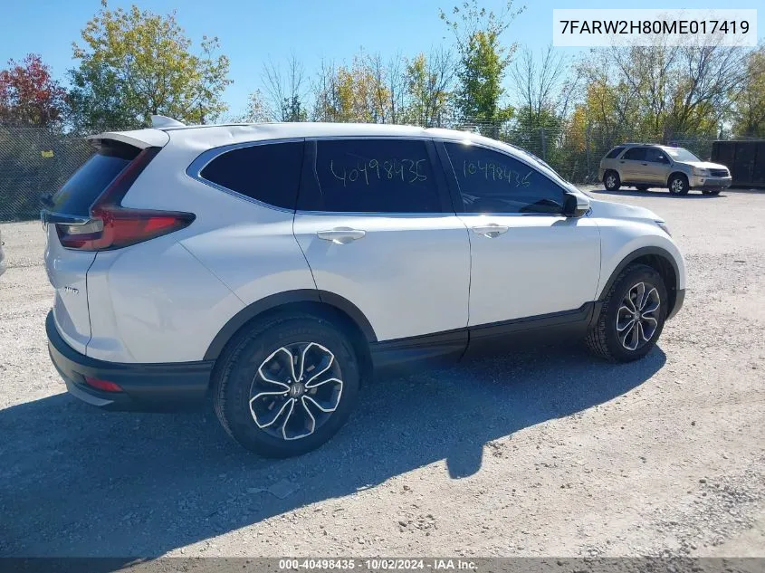 2021 Honda Cr-V Awd Ex-L VIN: 7FARW2H80ME017419 Lot: 40498435