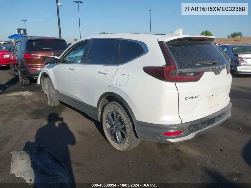 2021 Honda Cr-V Hybrid Ex VIN: 7FART6H5XME032368 Lot: 40500994