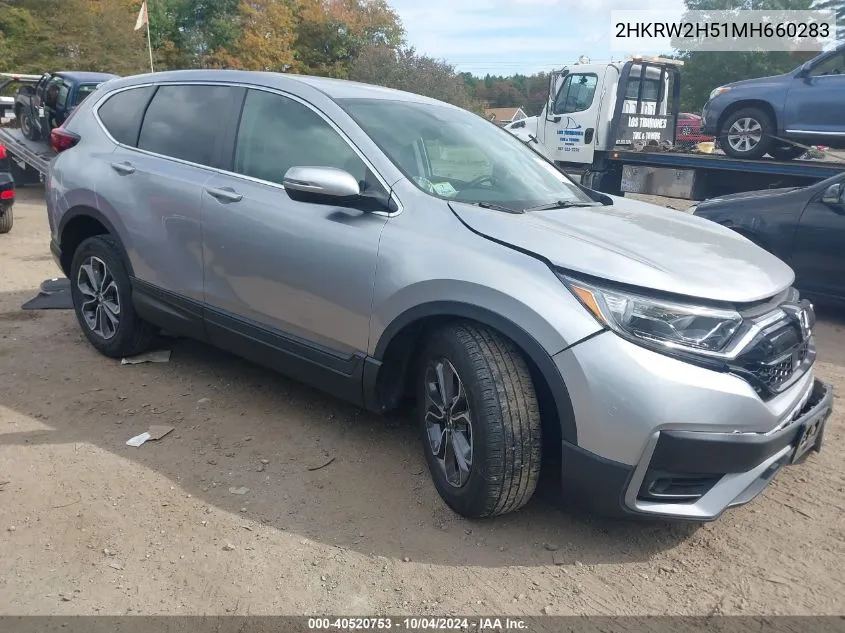 2021 Honda Cr-V Awd Ex VIN: 2HKRW2H51MH660283 Lot: 40520753