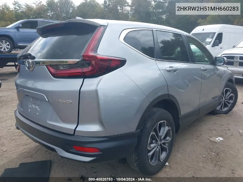 2021 Honda Cr-V Awd Ex VIN: 2HKRW2H51MH660283 Lot: 40520753