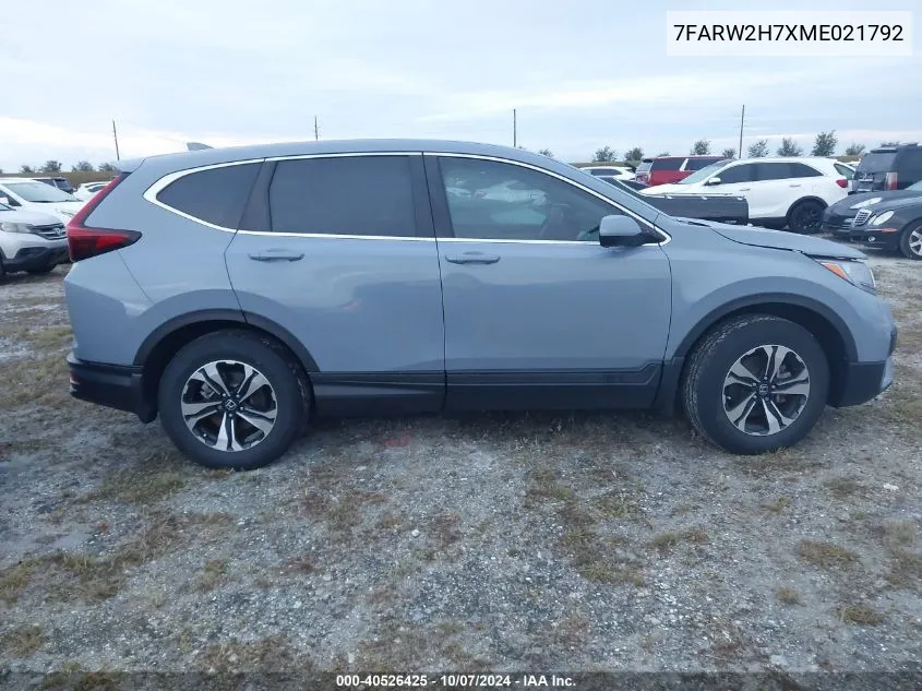 2021 Honda Cr-V Awd Special Edition VIN: 7FARW2H7XME021792 Lot: 40526425