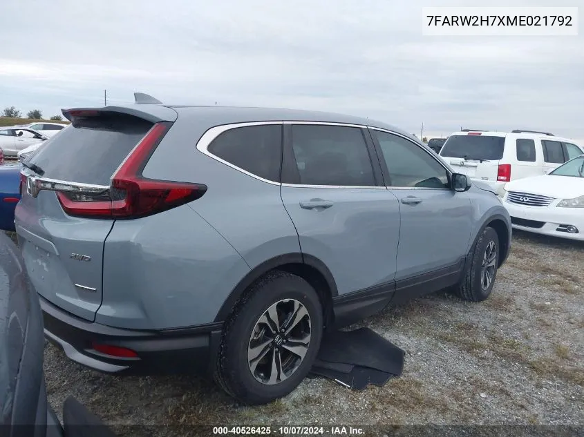 2021 Honda Cr-V Awd Special Edition VIN: 7FARW2H7XME021792 Lot: 40526425