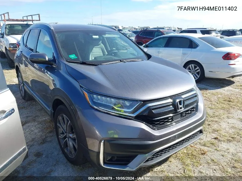 2021 Honda Cr-V Touring VIN: 7FARW1H94ME011402 Lot: 40526879