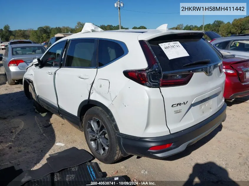 2021 Honda Cr-V Ex VIN: 2HKRW1H58MH411442 Lot: 40538741