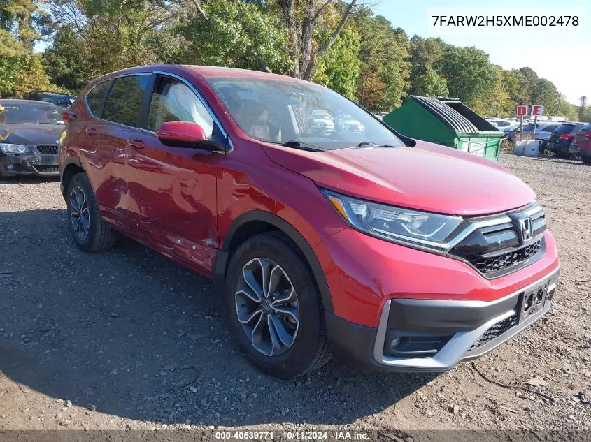 2021 Honda Cr-V Awd Ex VIN: 7FARW2H5XME002478 Lot: 40539771