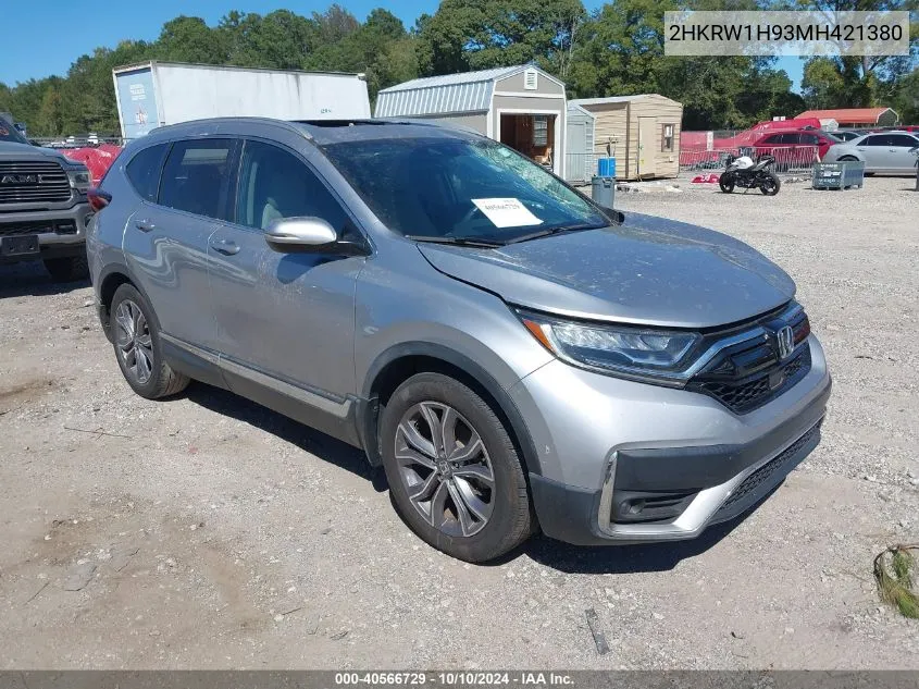 2021 Honda Cr-V 2Wd Touring VIN: 2HKRW1H93MH421380 Lot: 40566729