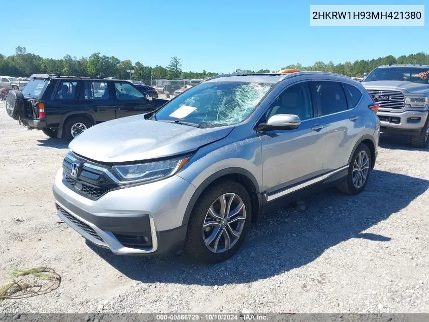 2021 Honda Cr-V 2Wd Touring VIN: 2HKRW1H93MH421380 Lot: 40566729