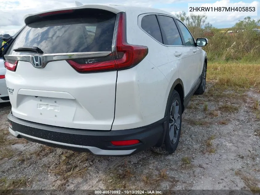 2021 Honda Cr-V 2Wd Ex-L VIN: 2HKRW1H87MH405853 Lot: 40570892