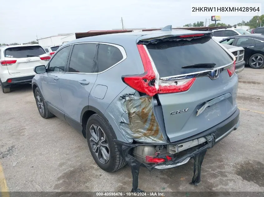 2021 Honda Cr-V 2Wd Ex-L VIN: 2HKRW1H8XMH428964 Lot: 40598476