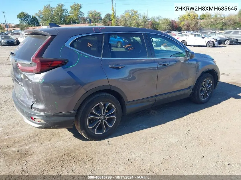 2021 Honda Cr-V Awd Ex-L VIN: 2HKRW2H8XMH685645 Lot: 40615799