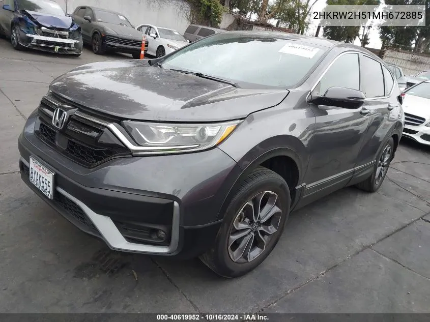 2021 Honda Cr-V Awd Ex VIN: 2HKRW2H51MH672885 Lot: 40619952