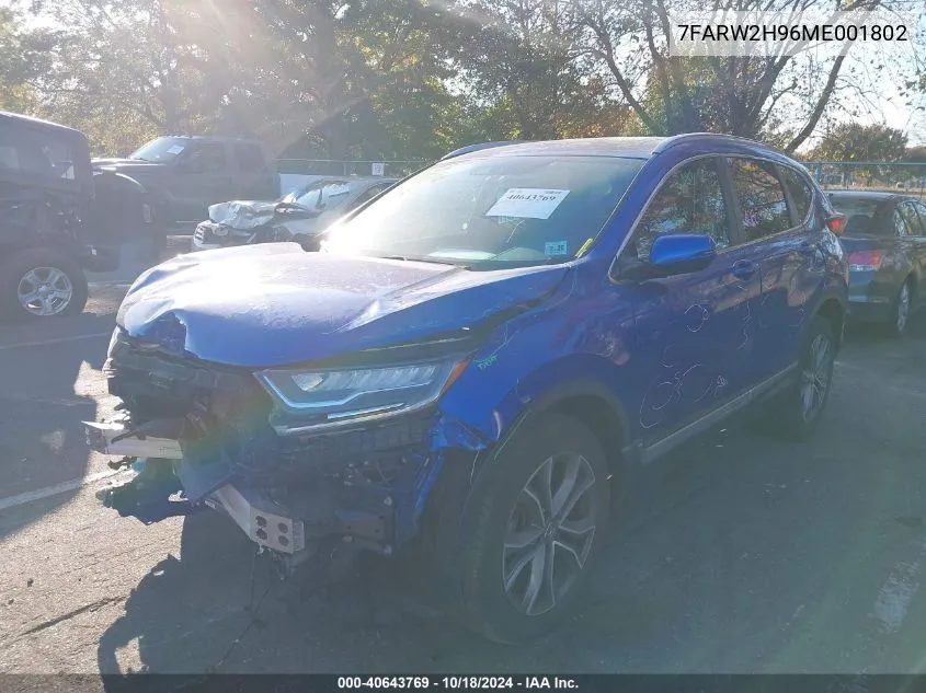 2021 Honda Cr-V Awd Touring VIN: 7FARW2H96ME001802 Lot: 40643769