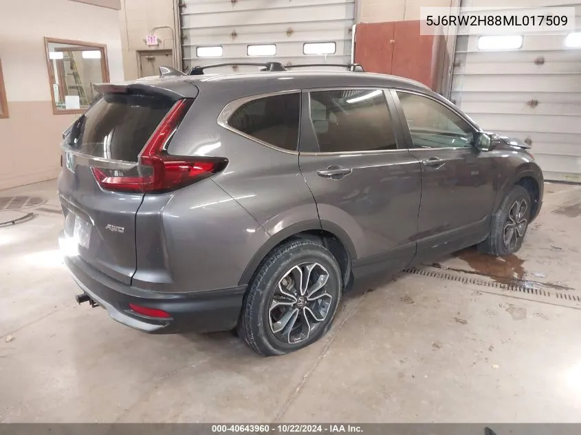 2021 Honda Cr-V Awd Ex-L VIN: 5J6RW2H88ML017509 Lot: 40643960