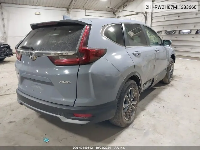 2021 Honda Cr-V Awd Ex-L VIN: 2HKRW2H87MH683660 Lot: 40649512