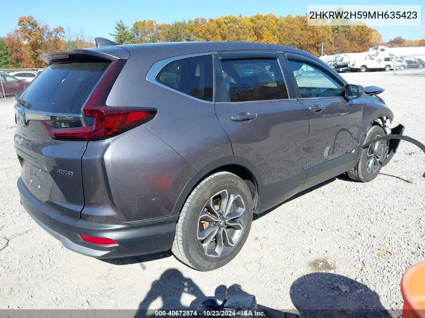 2021 Honda Cr-V Awd Ex VIN: 2HKRW2H59MH635423 Lot: 40672874