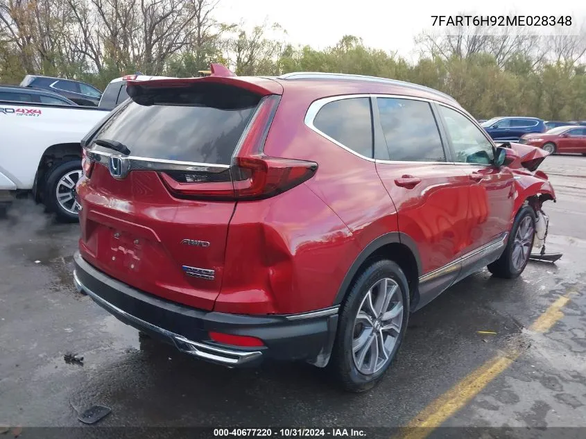 2021 Honda Cr-V Hybrid Touring VIN: 7FART6H92ME028348 Lot: 40677220