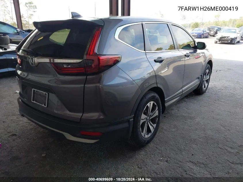 2021 Honda Cr-V 2Wd Lx VIN: 7FARW1H26ME000419 Lot: 40699609