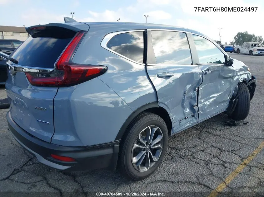 2021 Honda Cr-V Hybrid Ex-L VIN: 7FART6H80ME024497 Lot: 40704589