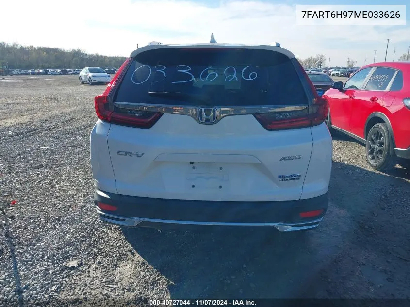 2021 Honda Cr-V Hybrid Touring VIN: 7FART6H97ME033626 Lot: 40727044